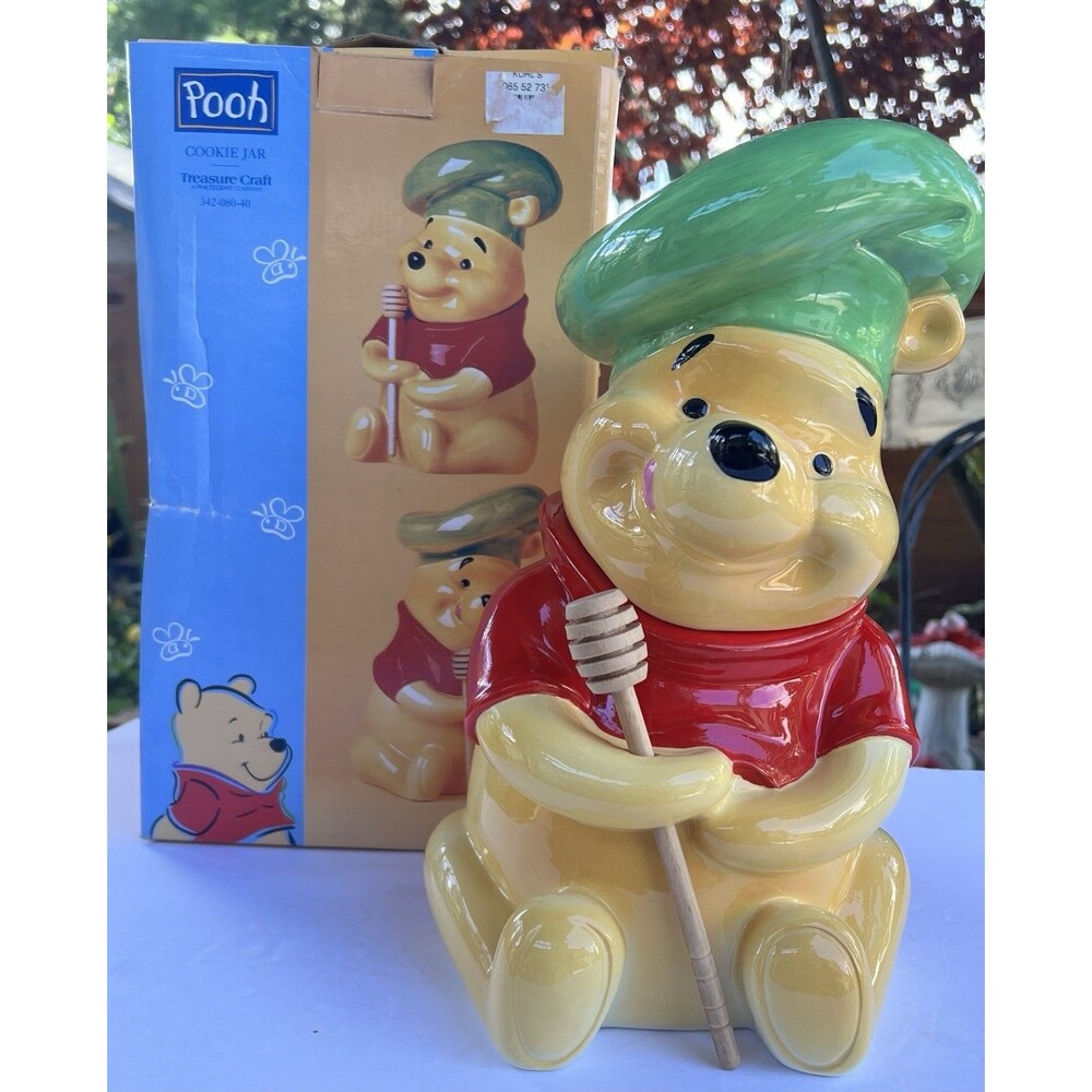 Treasure Craft Disney Winnie the Pooh Cookie Jar Original Box honey stick NEW!